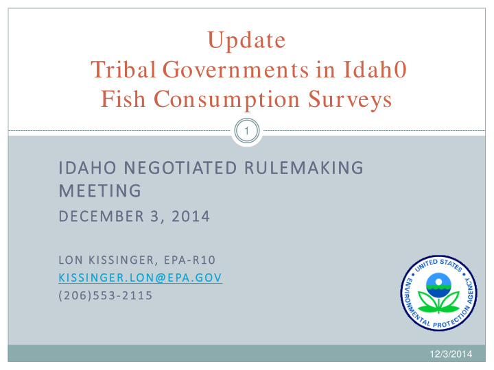 update id tribal fish consumption surveys