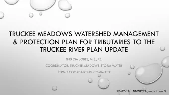 TRUCKEE MEADOWS WATERSHED MANAGEMENT  &amp; PROTECTION PLAN FOR TRIBUTARIES TO THE  TRUCKEE RIVER