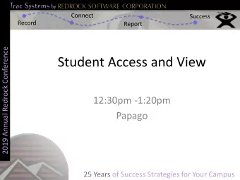 Student Access and View  12:30pm -1:20pm  Papago  25 Years of Success Strategies for Your Campus