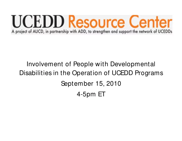 involvement of people with developmental disabilities in