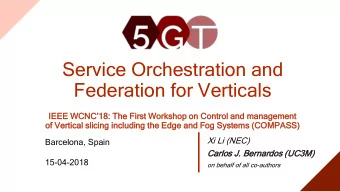 Federation for Verticals  IEEE WCNC18: The First Workshop on Control and management  of Vert