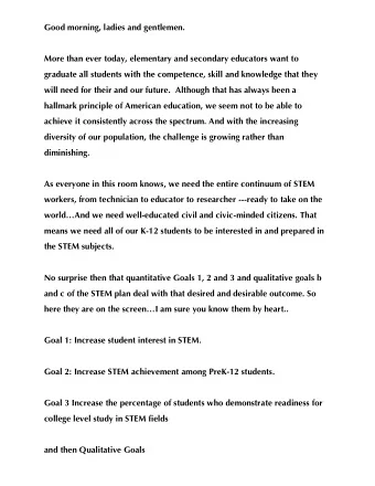 Good morning, ladies and gentlemen.  More than ever today, elementary and secondary educators want