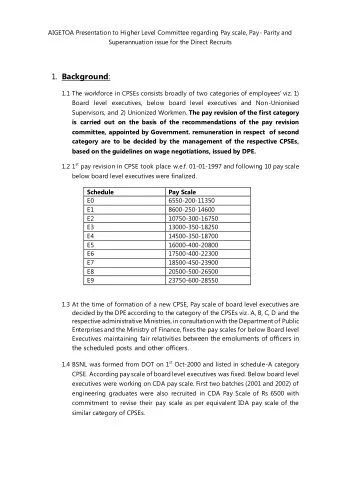 Superannuation issue for the Direct Recruits 1. Background : 1.1 The workforce in CPSEs consists
