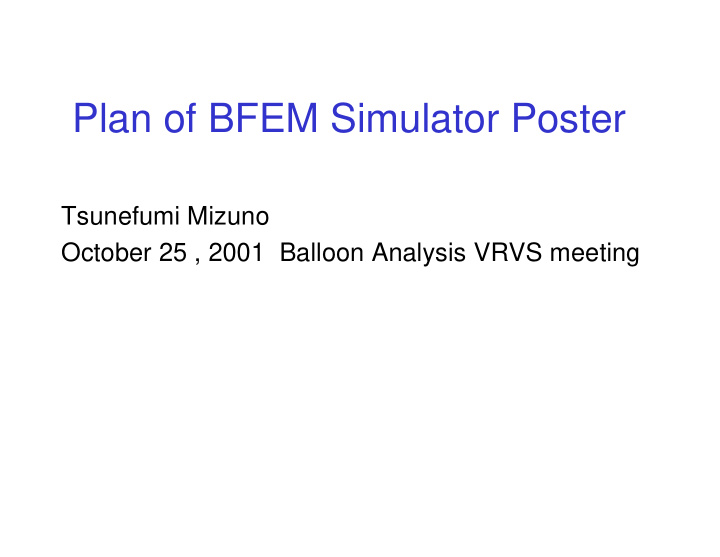 plan of bfem simulator poster
