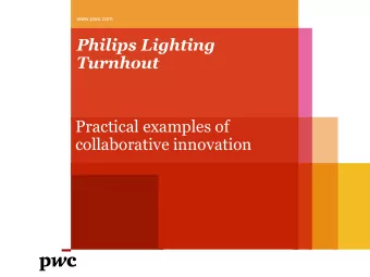 Philips Lighting  Turnhout  Practical examples of  collaborative innovation  Agenda  1. Introducing