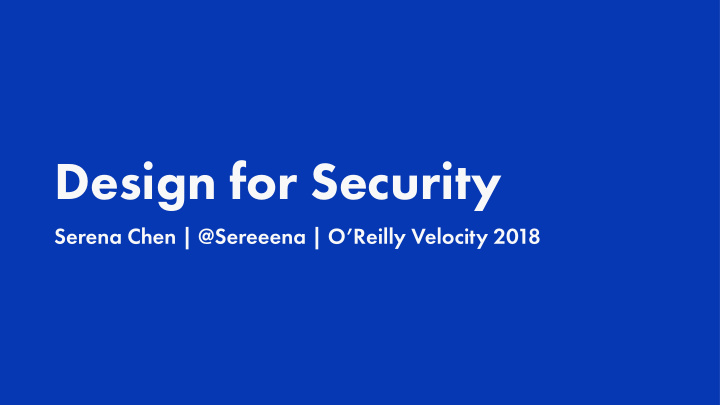 design for security