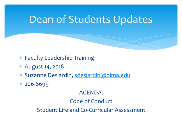 dean of students updates
