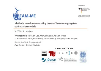a project by  Approach I: Model-based computing time reduction  Solver parameters  Solver-based