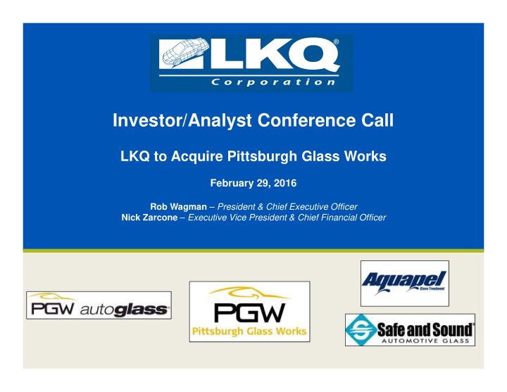 investor analyst conference call