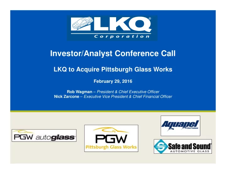 investor analyst conference call