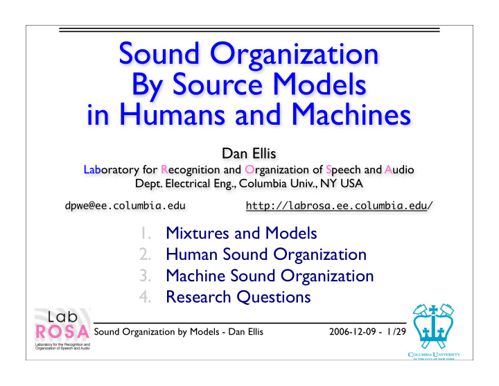 sound organization by source models in humans and machines