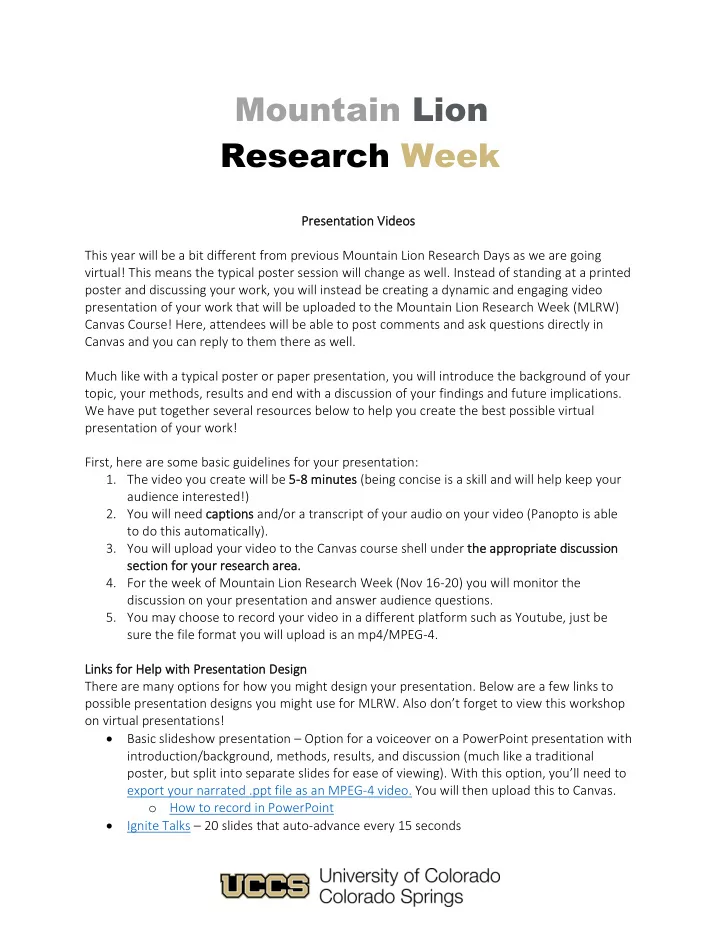 mountain lion research week