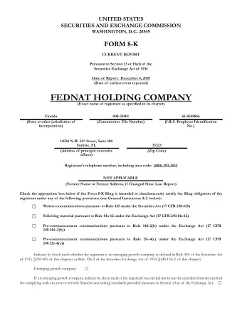 FEDNAT HOLDING COMPANY  (Exact name of  registrant as specified in its charter)  Florida  000-25001