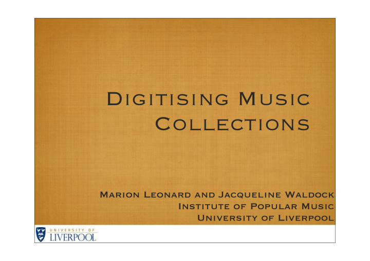 digitising music collections
