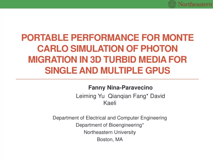 portable performance for monte carlo simulation of photon