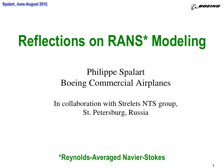 reflections on rans modeling