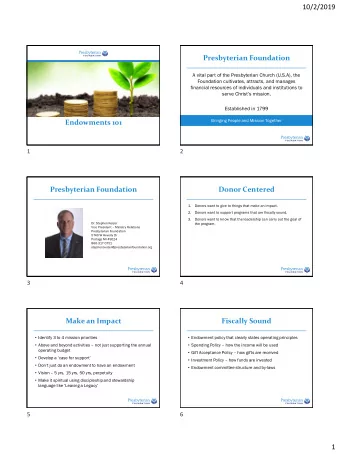 10/2/2019  Presbyterian Foundation  A vital part of the Presbyterian Church (U.S.A), the