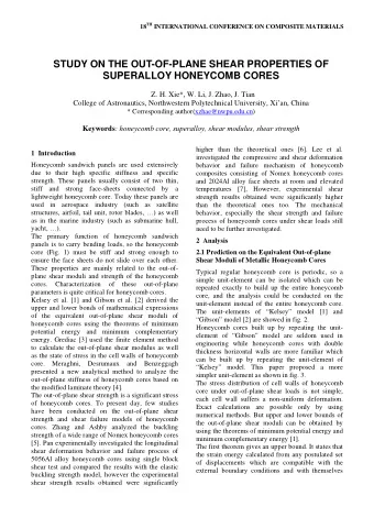 STUDY ON THE OUT-OF-PLANE SHEAR PROPERTIES OF  SUPERALLOY HONEYCOMB CORES  Z. H. Xie*, W. Li, J.