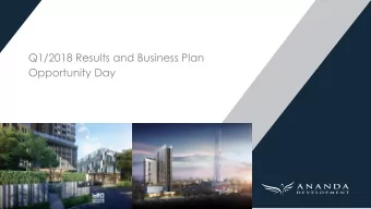 Q1/2018 Results and Business Plan  Opportunity Day  Disclaimer The information (Confidential