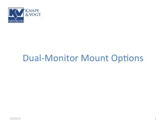 Dual-Monitor Mount Op/ons  12/21/15  1  Why Do We Need Monitor Arms?  Removes the monitor from the