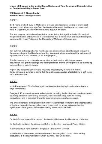 Impact of Changes in the in-situ Stress Regime and Time Dependent Characteristics on Borehole
