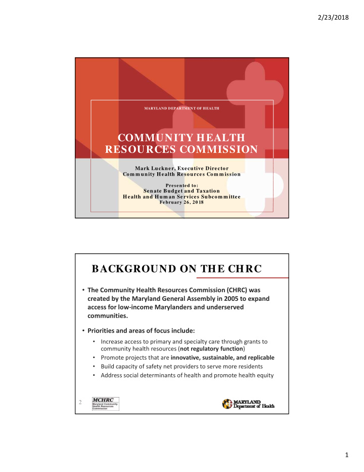 community health resources commission