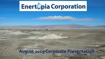 August 2019 Corporate Presentation  1  Disclaimer  This presentation includes forward-looking
