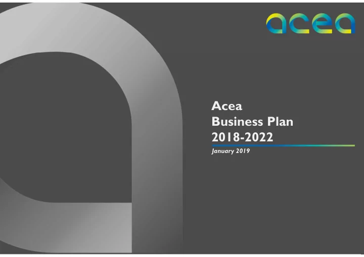 acea business plan 2018 2022