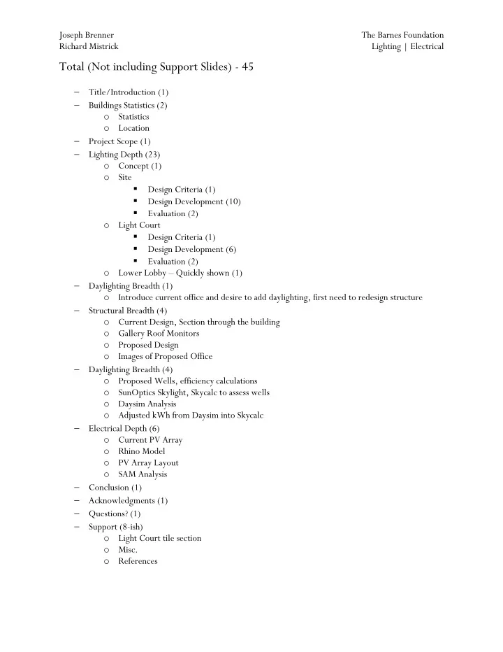 total not including support slides 45