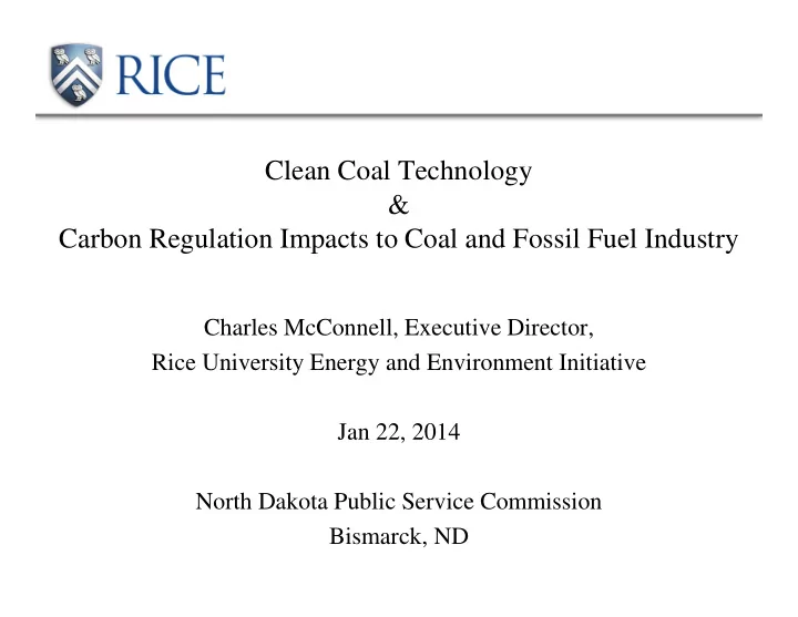 clean coal technology carbon regulation impacts to coal
