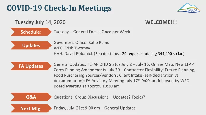 covid 19 check in meetings
