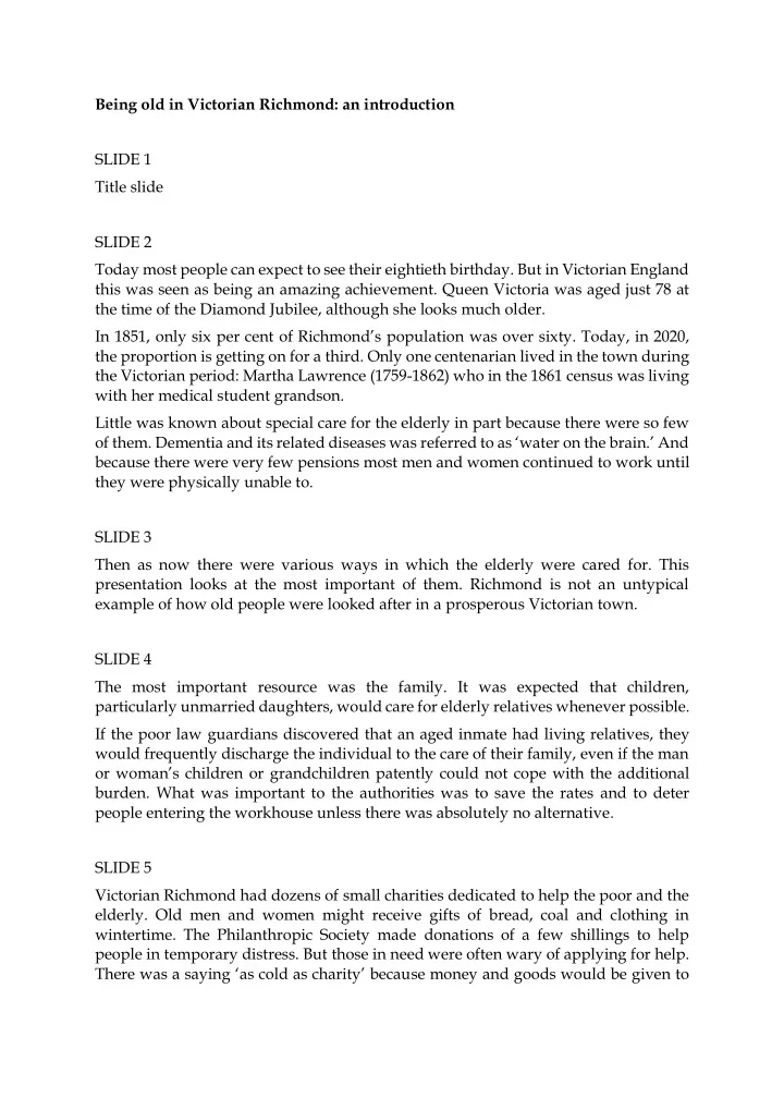 being old in victorian richmond an introduction slide 1