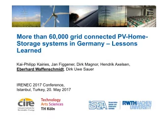 More than 60,000 grid connected PV-Home-  Storage systems in Germany  Lessons  Learned
