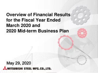 Overview of Financial Results  for the Fiscal Year Ended  March 2020 and  2020 Mid-term Business