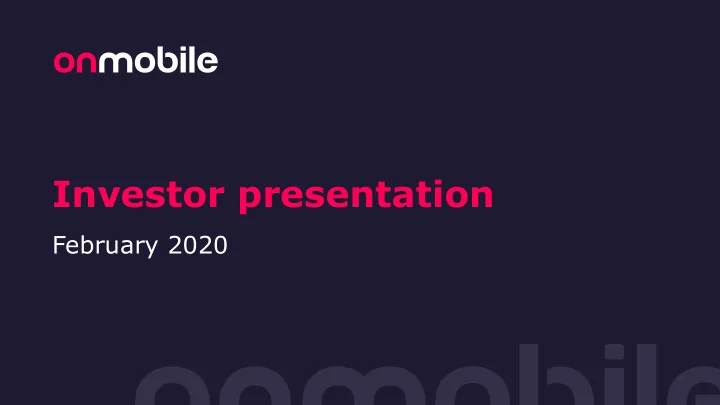 investor presentation