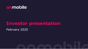 Investor presentation  February 2020  Cautionary statement This presentation may contain statements