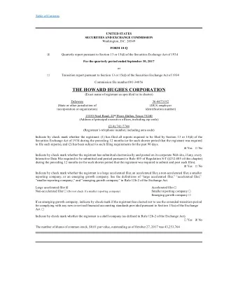 THE HOWARD HUGHES CORPORATION  (Exact name of registrant as specified in its charter)  Delaware