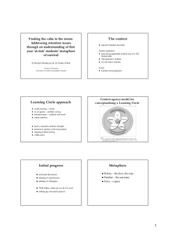 1  Finding a source of help:  Finding a source of help:  When excitement wanes  When excitement