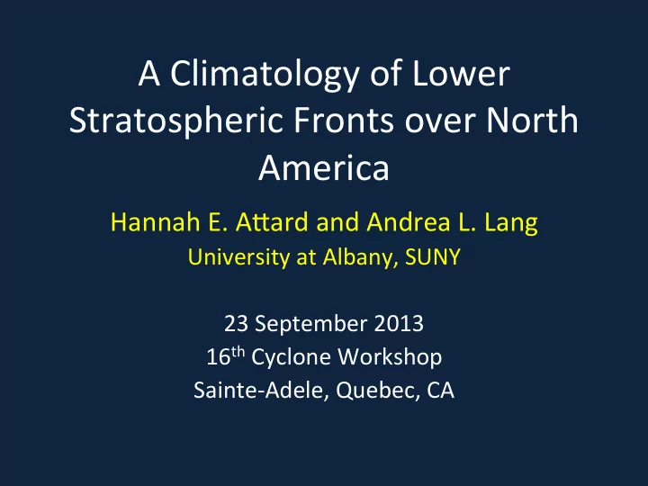 a climatology of lower stratospheric fronts over north