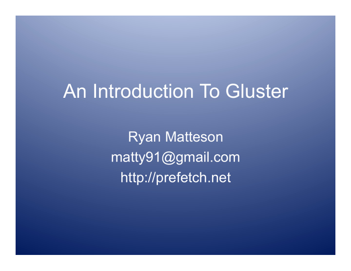 an introduction to gluster