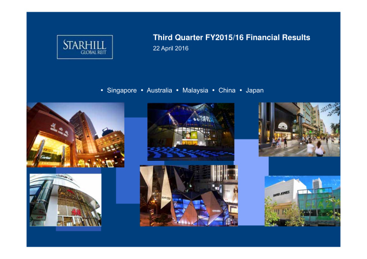 third quarter fy2015 16 financial results