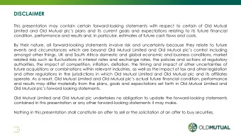 DISCLAIMER  This presentation may contain certain forward-looking statements with respect to