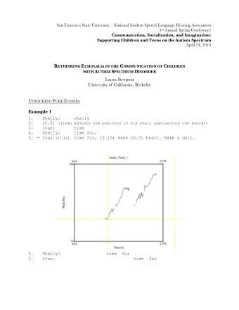 R ETHINKING E CHOLALIA IN THE C OMMUNICATION OF C HILDREN WITH A UTISM S PECTRUM D ISORDER  Laura