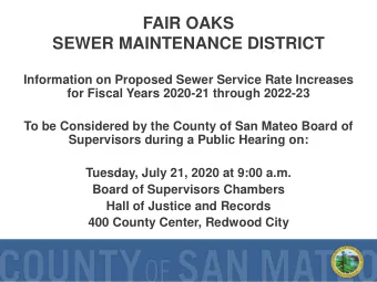 FAIR OAKS  SEWER MAINTENANCE DISTRICT  Information on Proposed Sewer Service Rate Increases  for