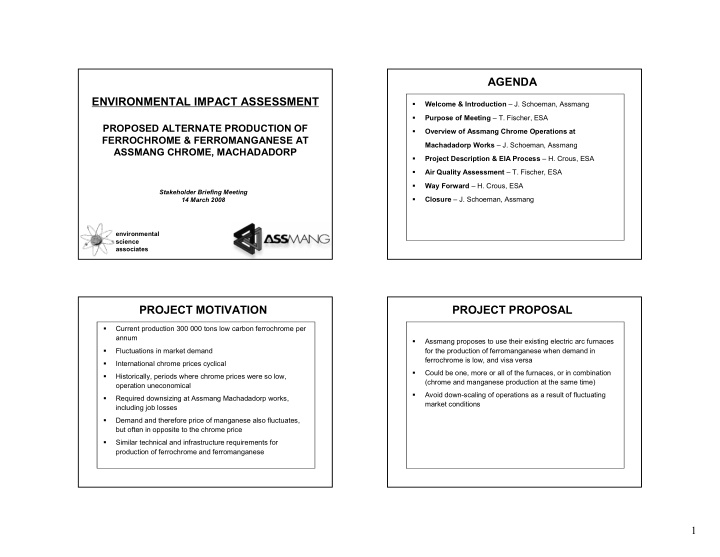 agenda environmental impact assessment
