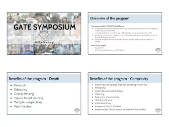 GATE SYMPOSIUM  The mission of GATE SYMPOSIUMS is to...    provide a platform for all students