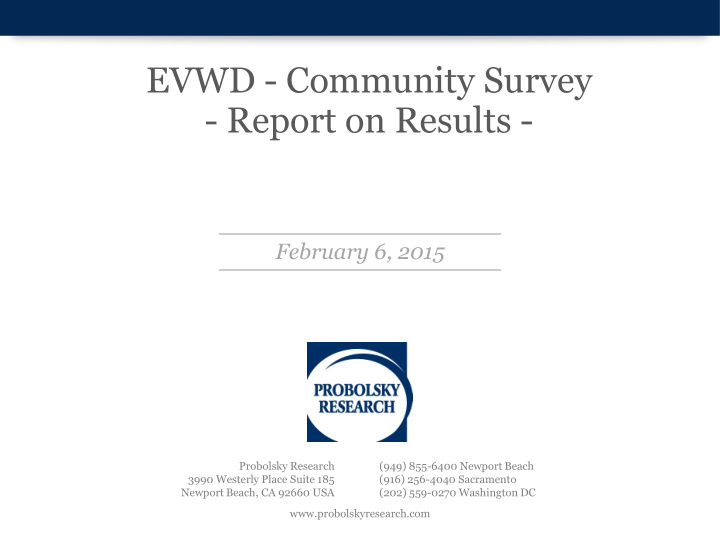 evwd community survey report on results