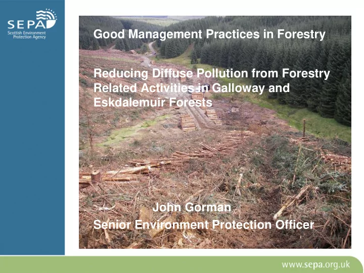 john gorman senior environment protection officer project