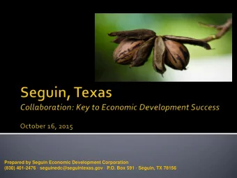 Prepared by Seguin Economic Development Corporation  (830) 401-2476  seguinedc@seguintexas.gov