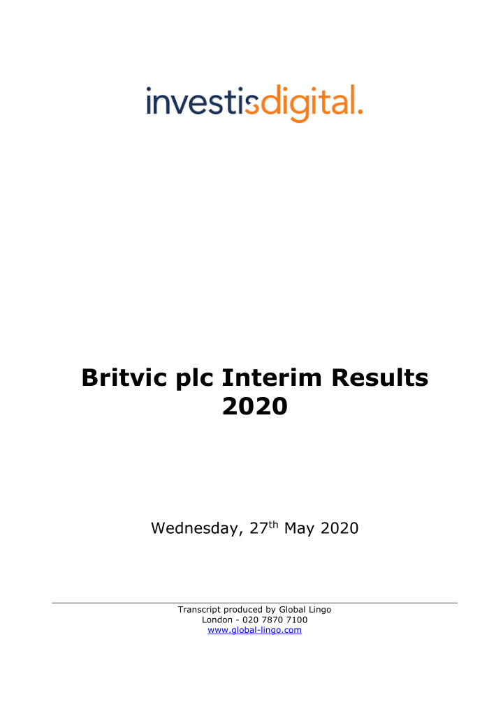 britvic plc interim results 2020
